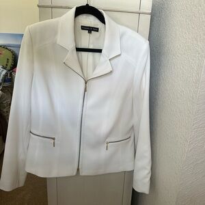 zip up blazer suit jacket white